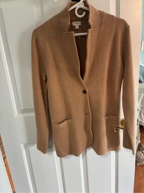 J. Crew Camel Knit Single-Button Blazer